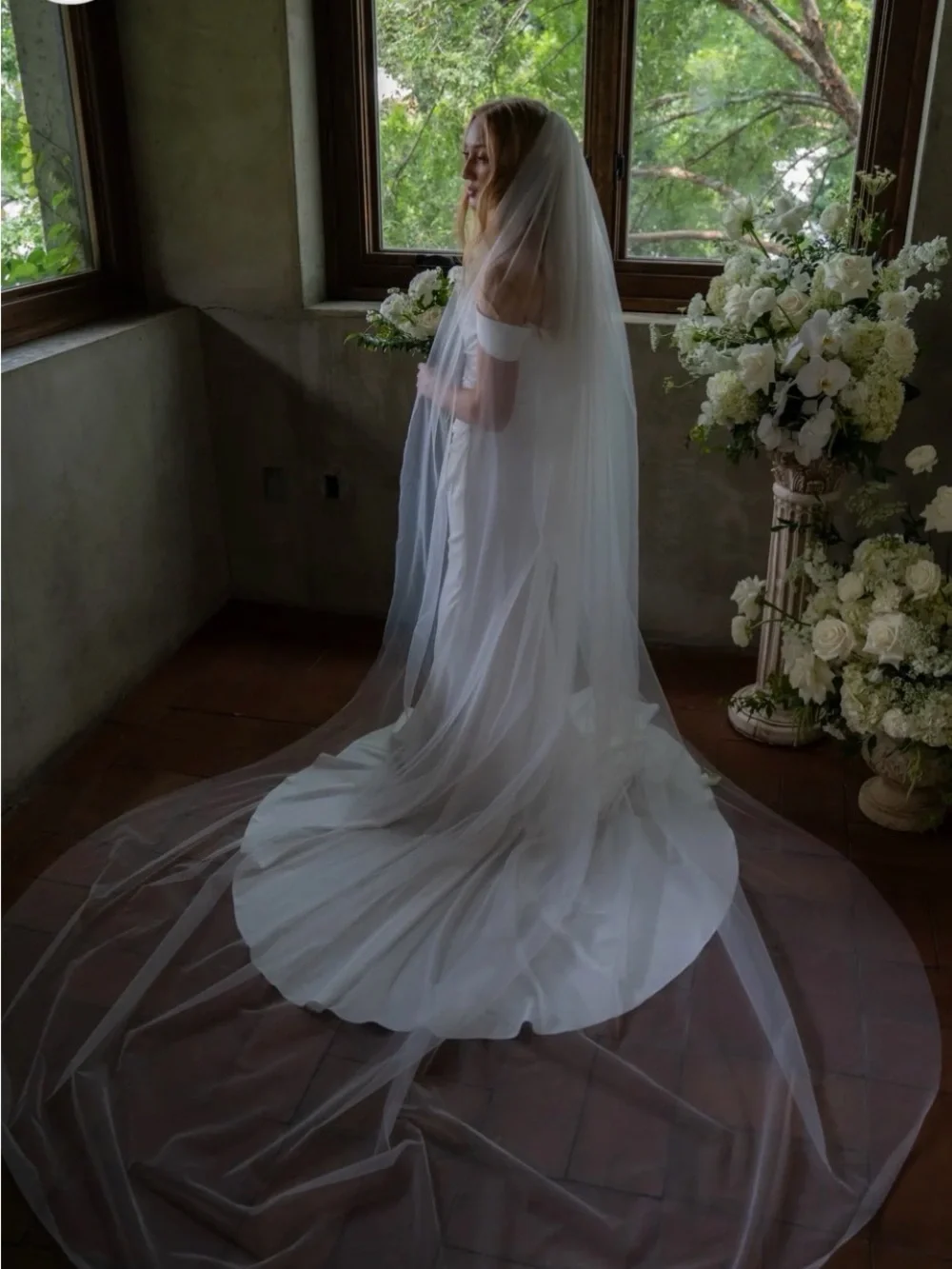 Classic White Cathedral Wedding Veil - Long Sheer Bridal Veil